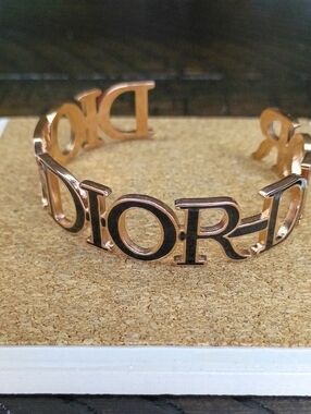 New Rose Gold-Tone Cutout Logo Cuff Fashion Jewelry